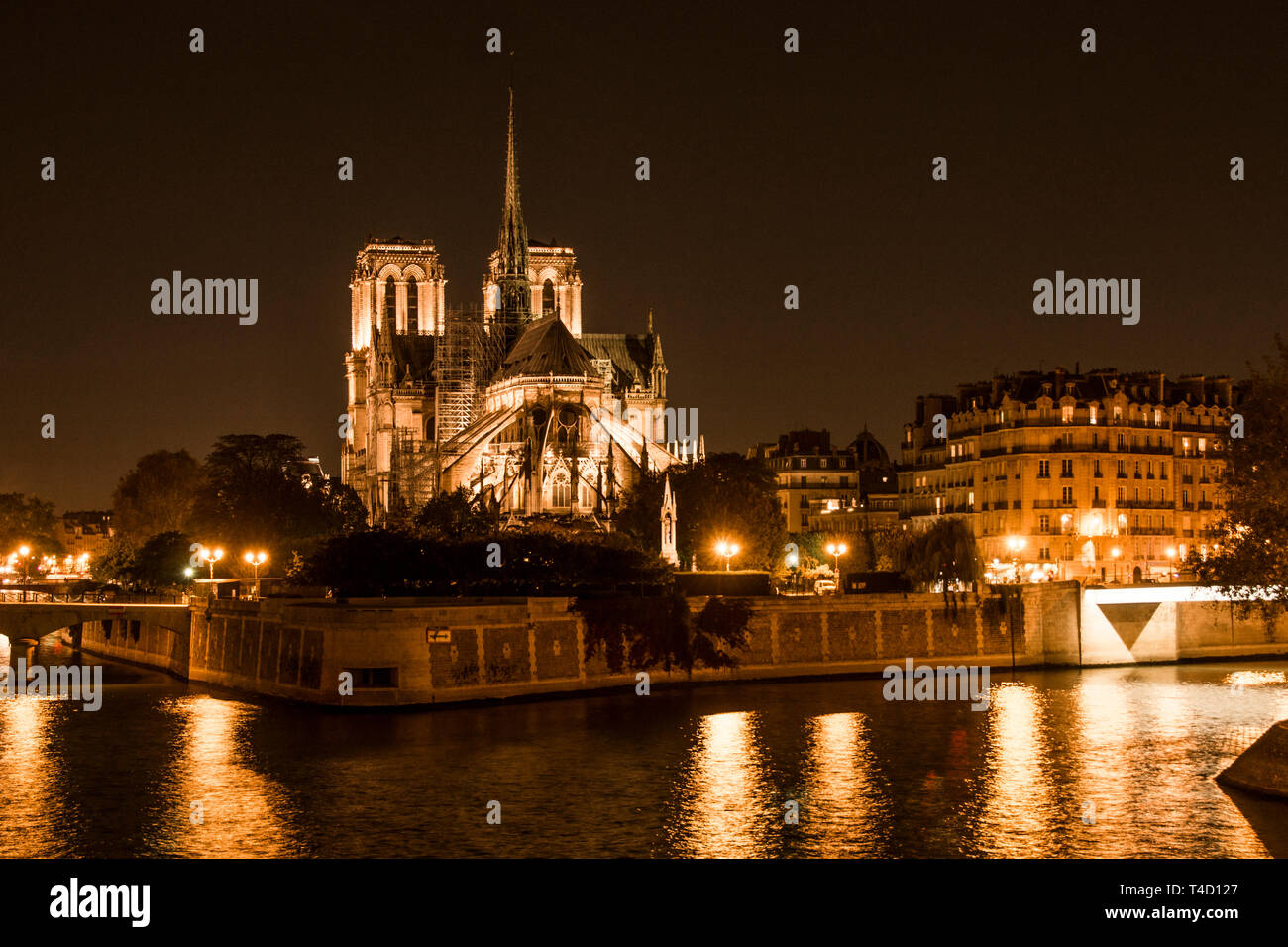 Notre Dame Paris Frankreich Nacht nachts Stockfoto
