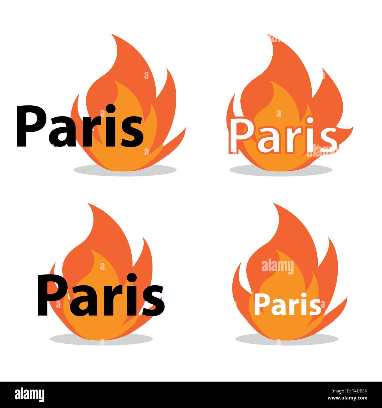 Frankreich - 15 April 2019 Feuer in der Kathedrale von Notre Dame-Vector Illustration Stock Vektor