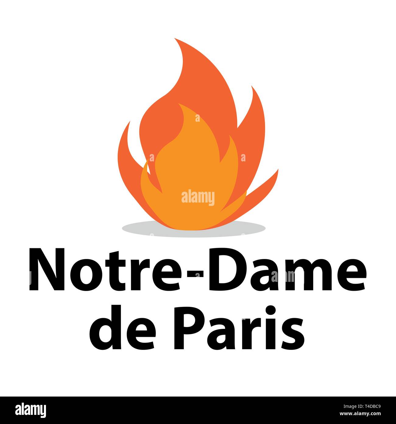 Frankreich - 15 April 2019 Feuer in der Kathedrale von Notre Dame-Vector Illustration Stock Vektor
