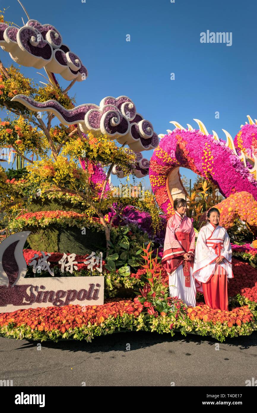 2016 Tournament of Roses Parade Lotterien Ehre, Singpoli Float Stockfoto
