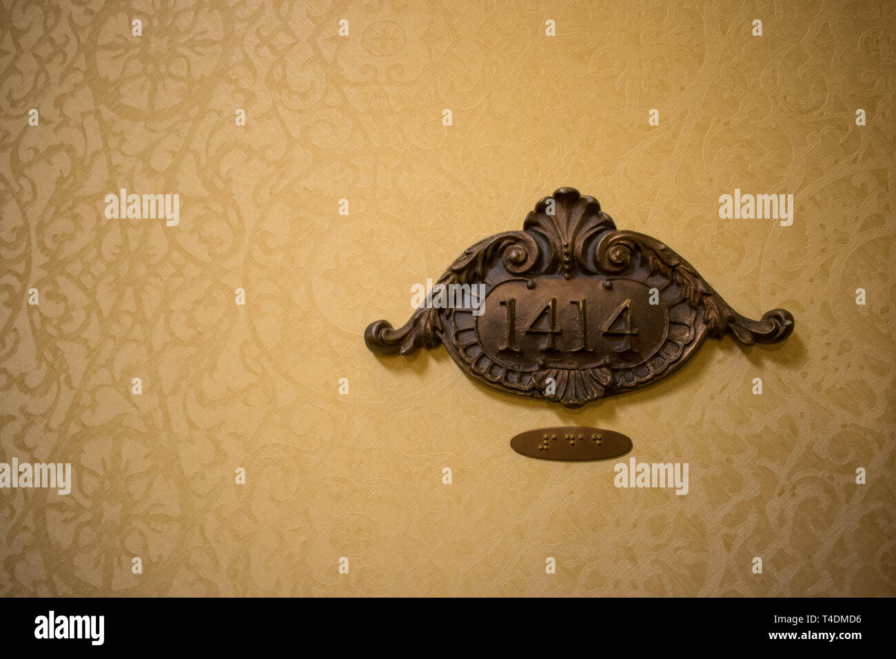 Antike viktorianische ära Nummernschild in einem historischen Hotel. French Lick Resort. Stockfoto