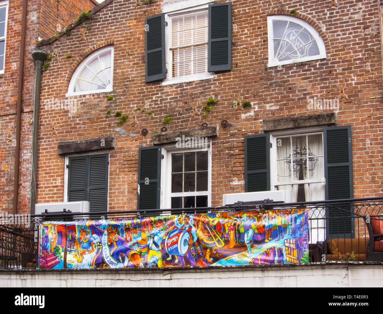 Historische erhaltene Architektur im Französischen Viertel. New Orleans, LA. Stockfoto