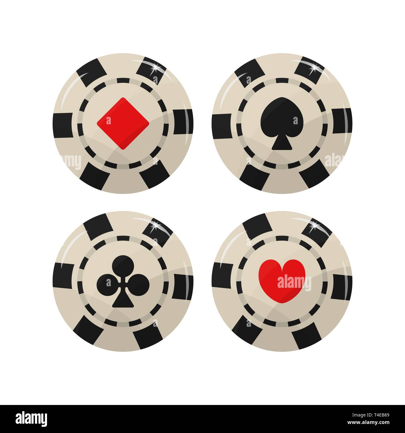 Casino Chip Set. Die Klage der Karten. Vector Illustration Stock Vektor