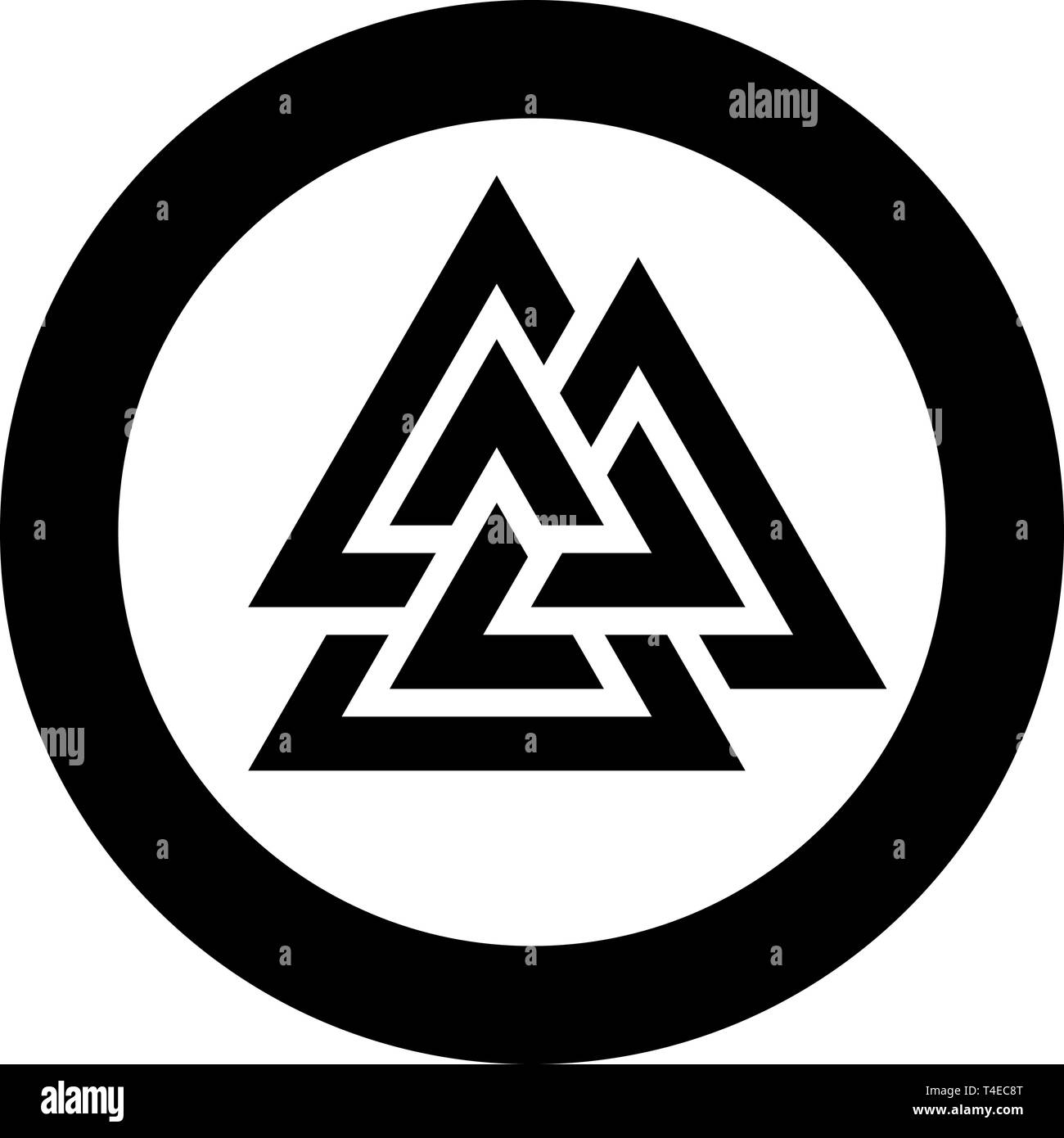 Valknut Symbol im Kreis runden schwarzen Farbe Vektor-illustration Flat Style simple Image Stock Vektor