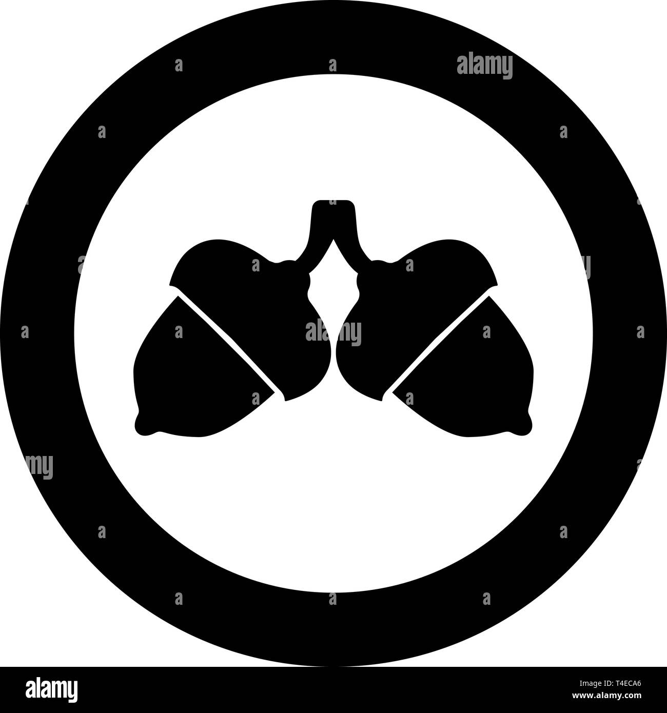 Zwei acorn Symbol im Kreis runden schwarzen Farbe Vektor-illustration Flat Style simple Image Stock Vektor