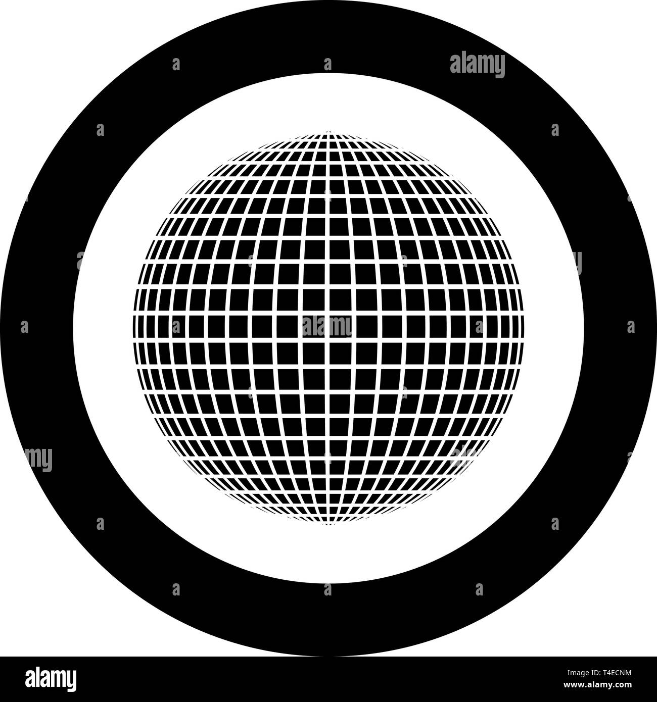 Disco ball Disco Party Konzept Ball Welt Konzept Web Idee Symbol im Kreis runden schwarzen Farbe Vektor-illustration Flat Style simple Image Stock Vektor