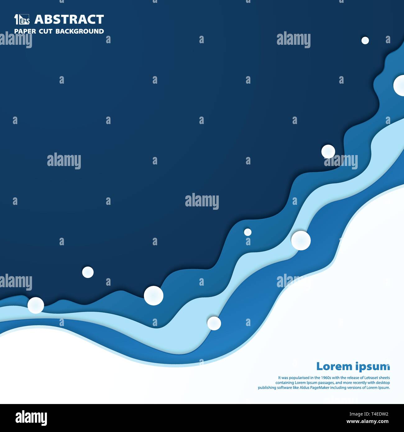 Abstrakt Blau wellige Meer Papier Hintergrund. Sie für Ad, Poster, Artwork, Cover Design, Artwork verwenden können. Abbildung: Vector EPS 10. Stock Vektor