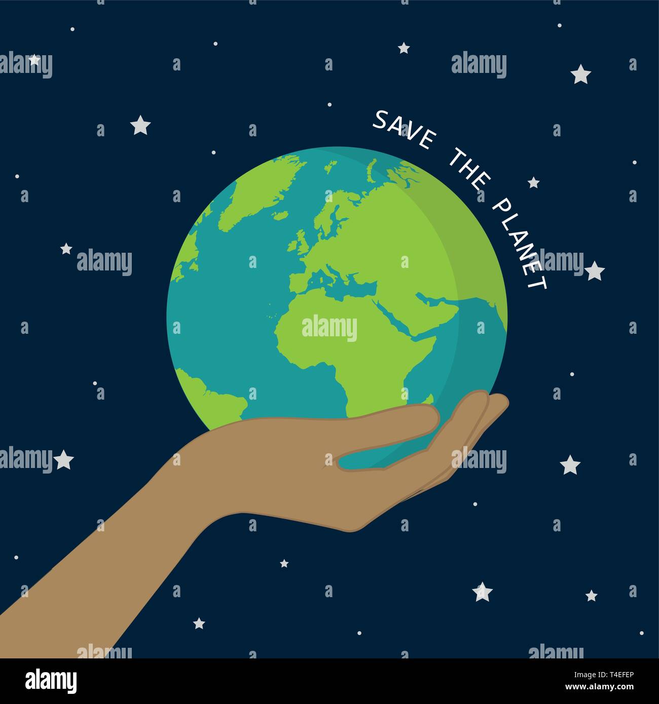 Hand halten, die Erde im Universum Rettet die Erde Konzept Vektor-illustration EPS 10. Stock Vektor