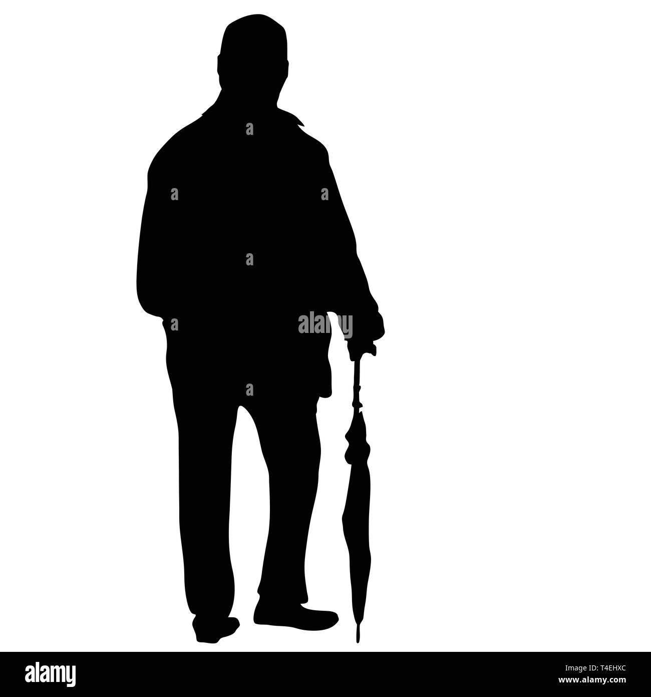 Alter Mann Silhouette auf weißem Hintergrund, Vector Illustration Stock Vektor