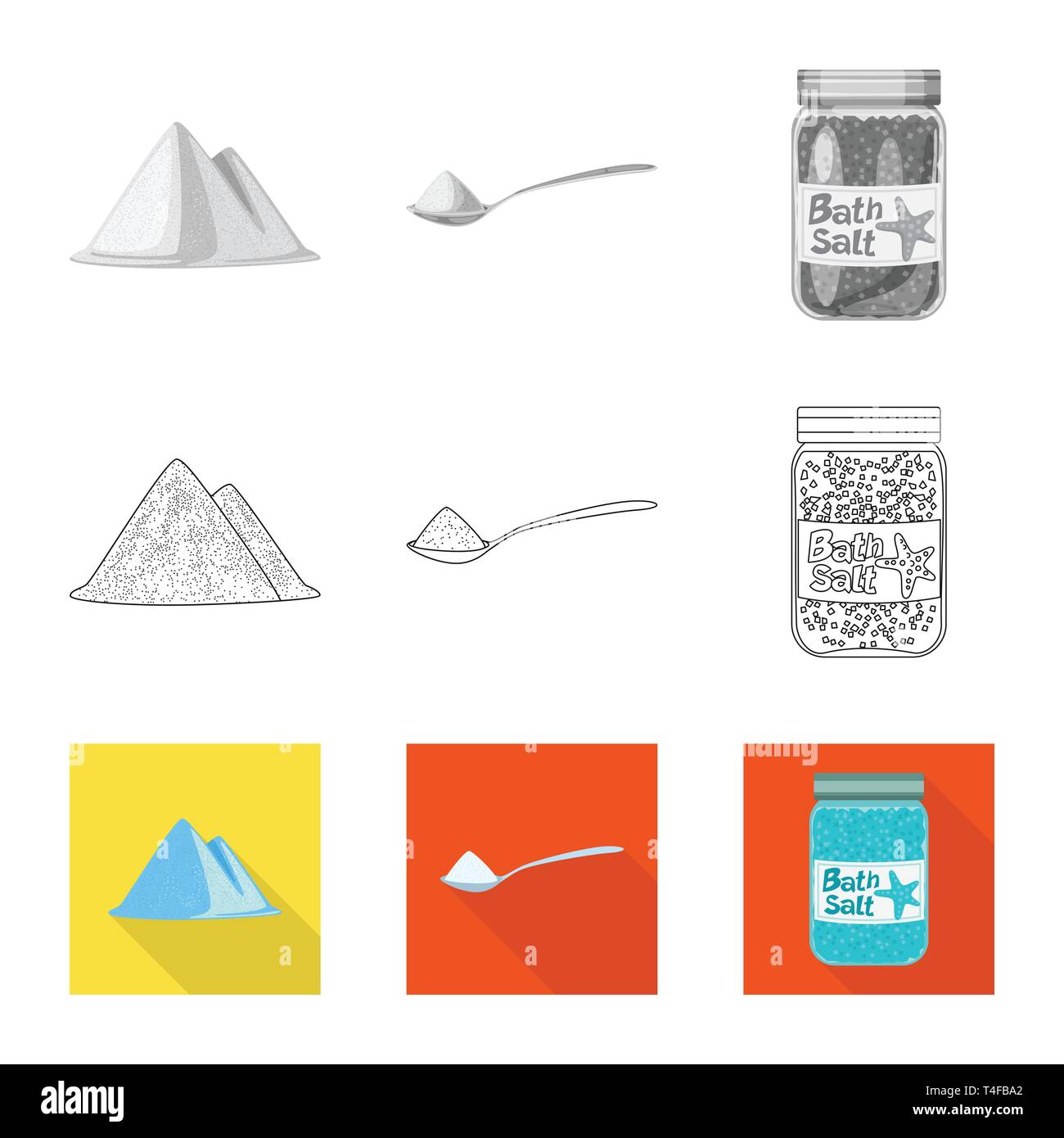 Heap, Löffel, Flaschen, salzig, Hügel, Handvoll, Badewanne, Gewürze, Spa, Pulver, Vintage, weiß, Streuen, Getreide, Mehl, Berg, Restaurant, sauber, Kochen, Meer, Natur, Backen, Salz, Nahrungsmittel-, Natrium-, Mineral, Raw, Küche, Set, Vector, Icon, Illustration, isoliert, Sammlung, Design, Element, Grafik, Zeichen, Vektor, Vektoren, Stock Vektor