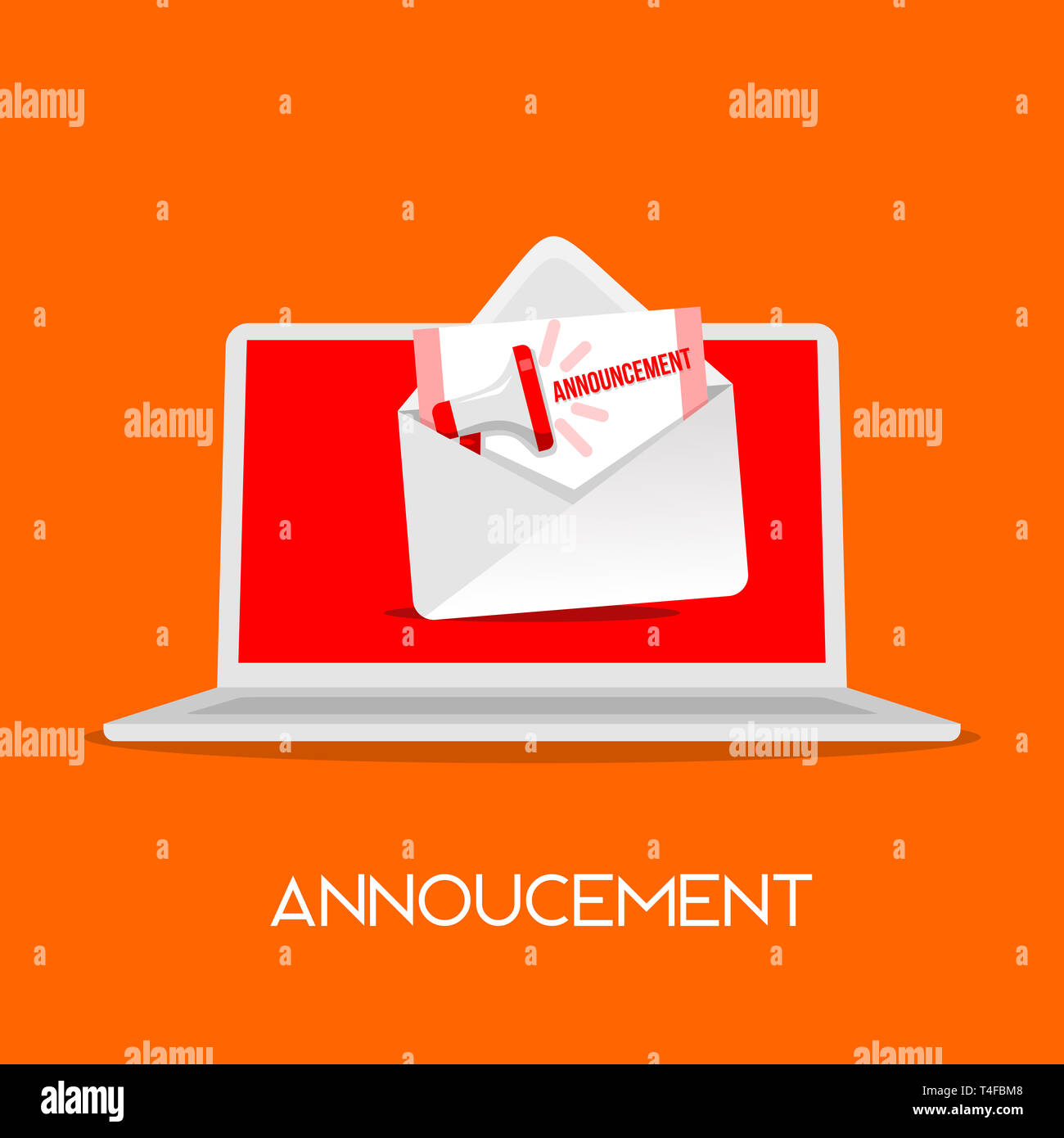 E-Mail Symbol "Ansage Flat Style mail mit laut Megaphon Flat Style Abbildung senden Stockfoto