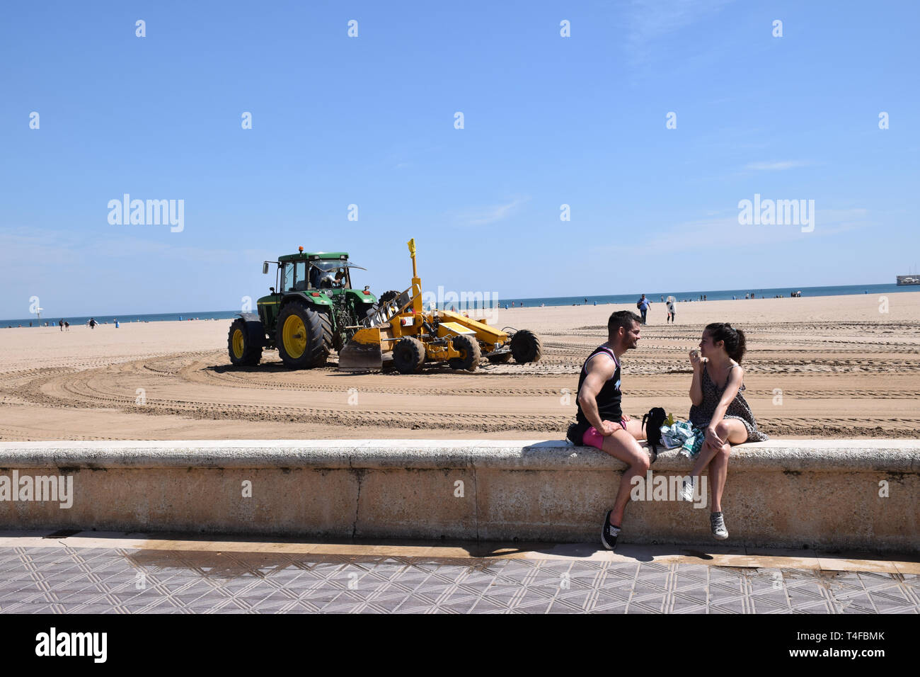 Cabanyal Strand, Valencia, Spanien, April 2019 Stockfoto