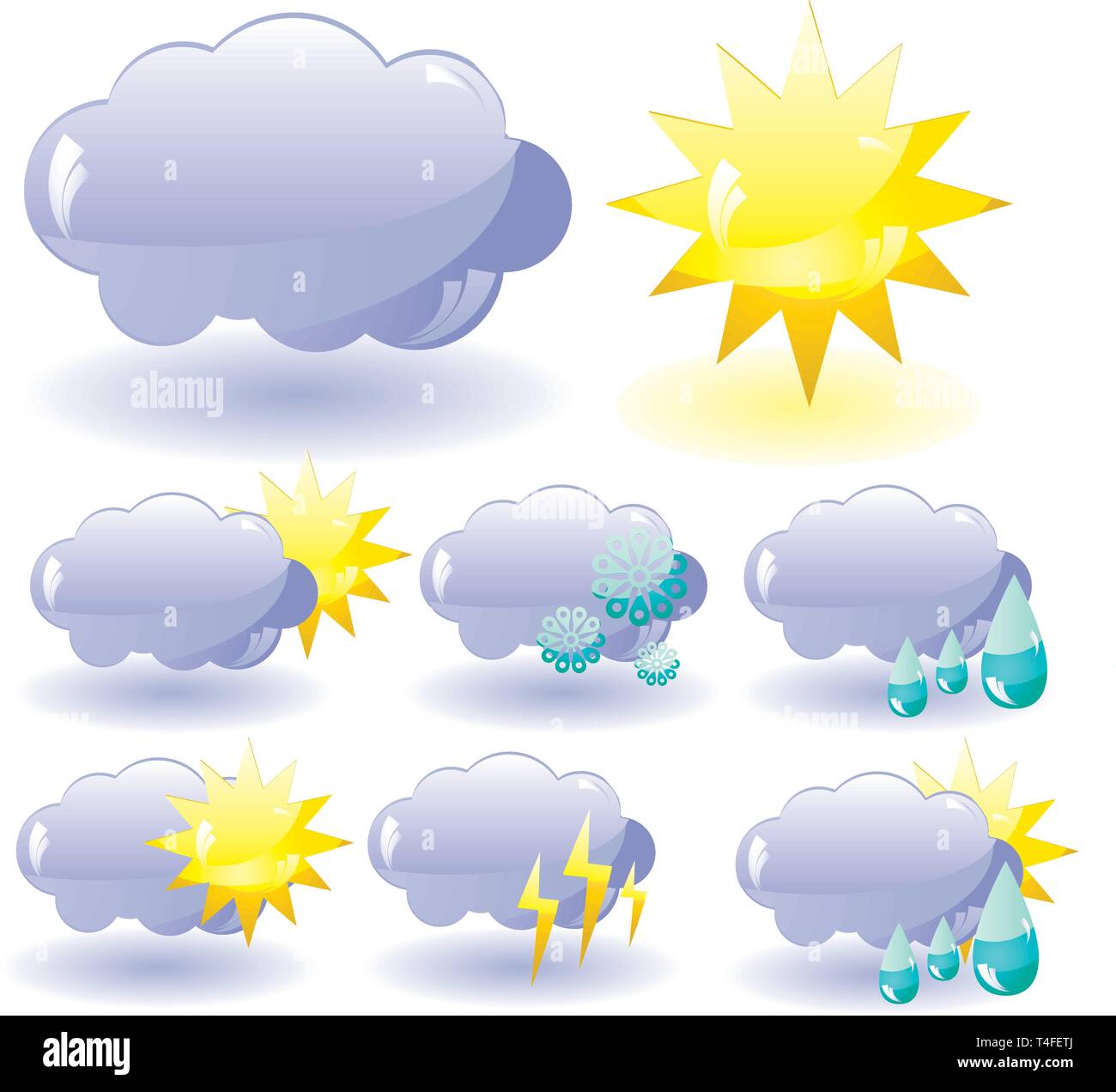 Satz von Glas Wetter Symbole, Vector Illustration Stock Vektor