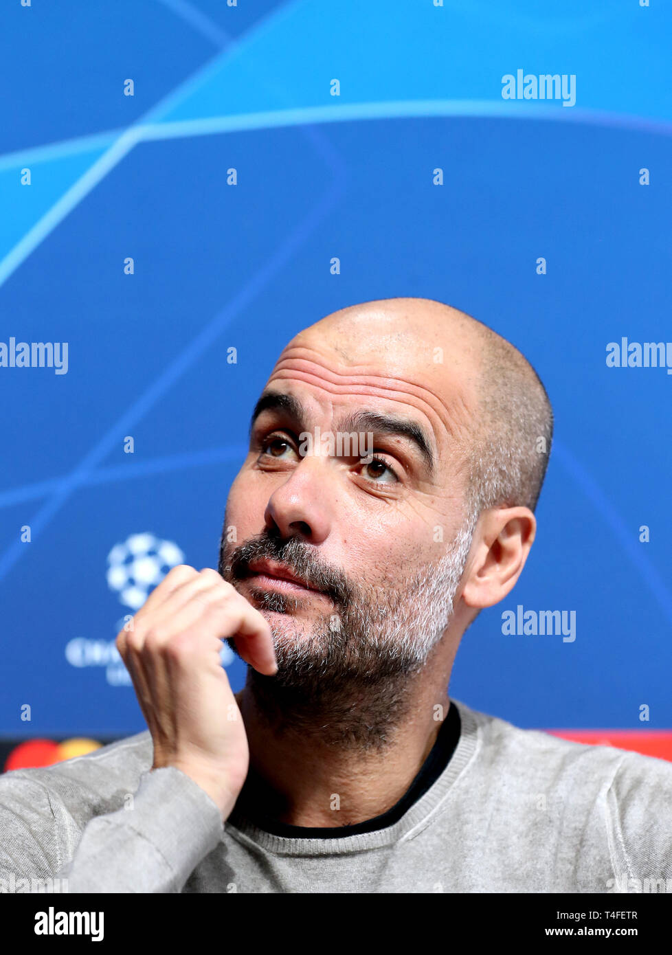 Manchester City Manager Pep Guardiola während der Pressekonferenz in der City Football Academy, Manchester. Stockfoto