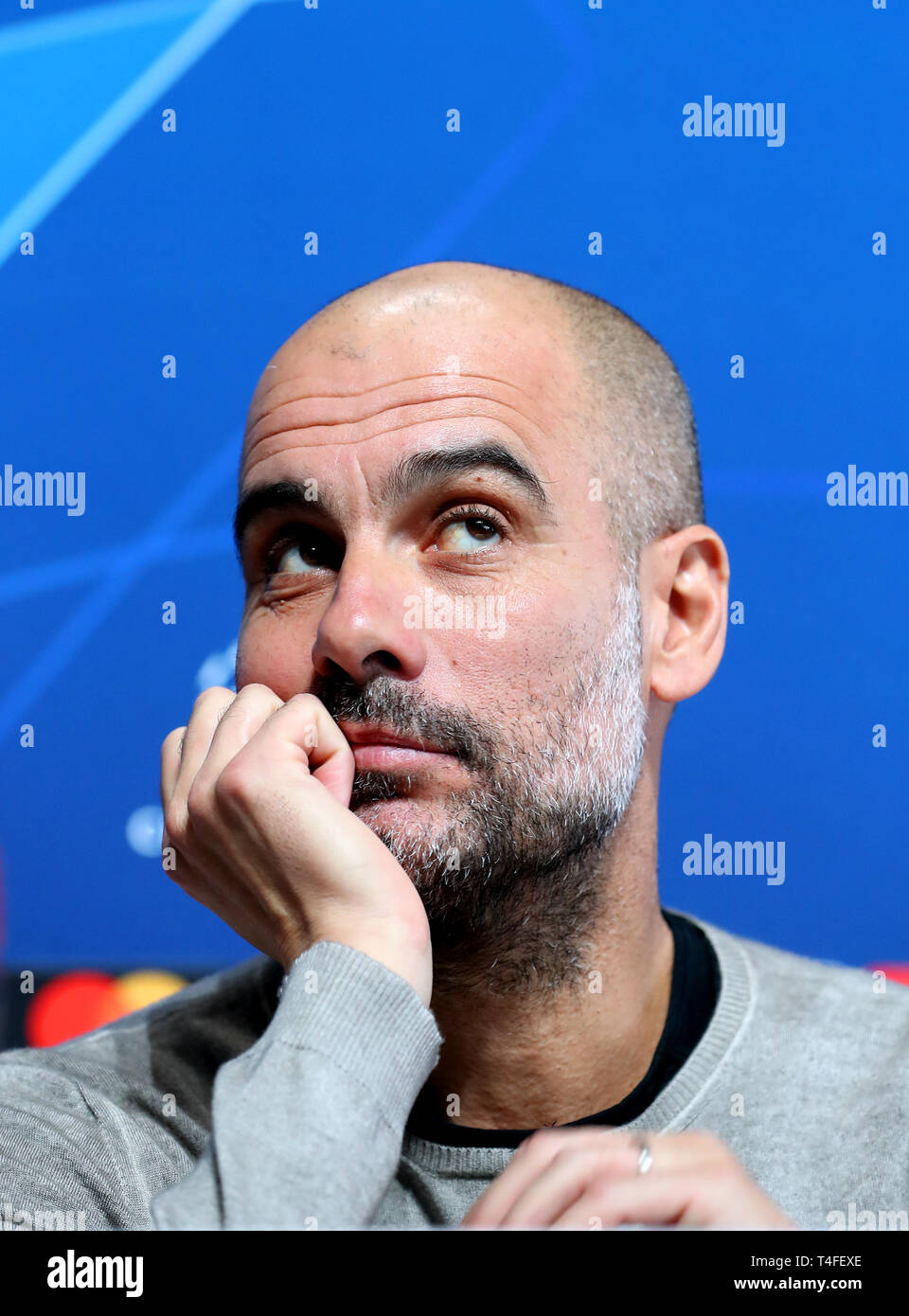 Manchester City Manager Pep Guardiola während der Pressekonferenz in der Stadt Football Academy, Manchester. Stockfoto