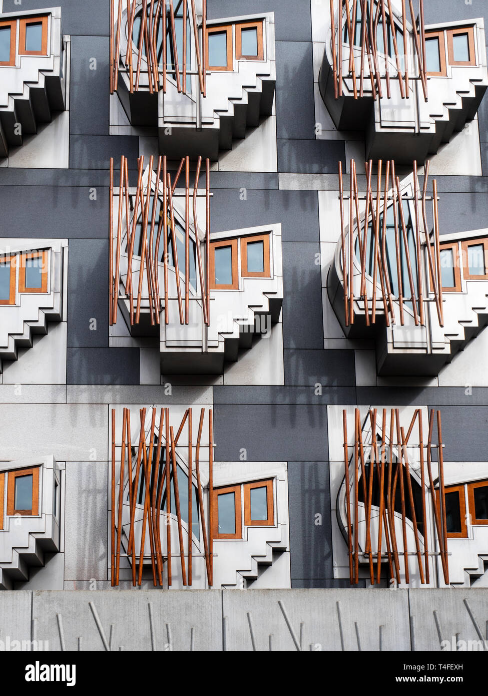 Detail der schottische Parlamentsgebäude in Holyrood in Edinburgh, Schottland Stockfoto