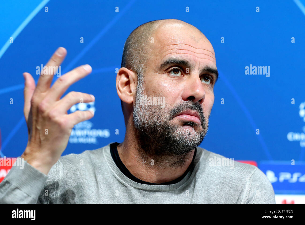 Manchester City Manager Pep Guardiola während der Pressekonferenz in der City Football Academy, Manchester. Stockfoto