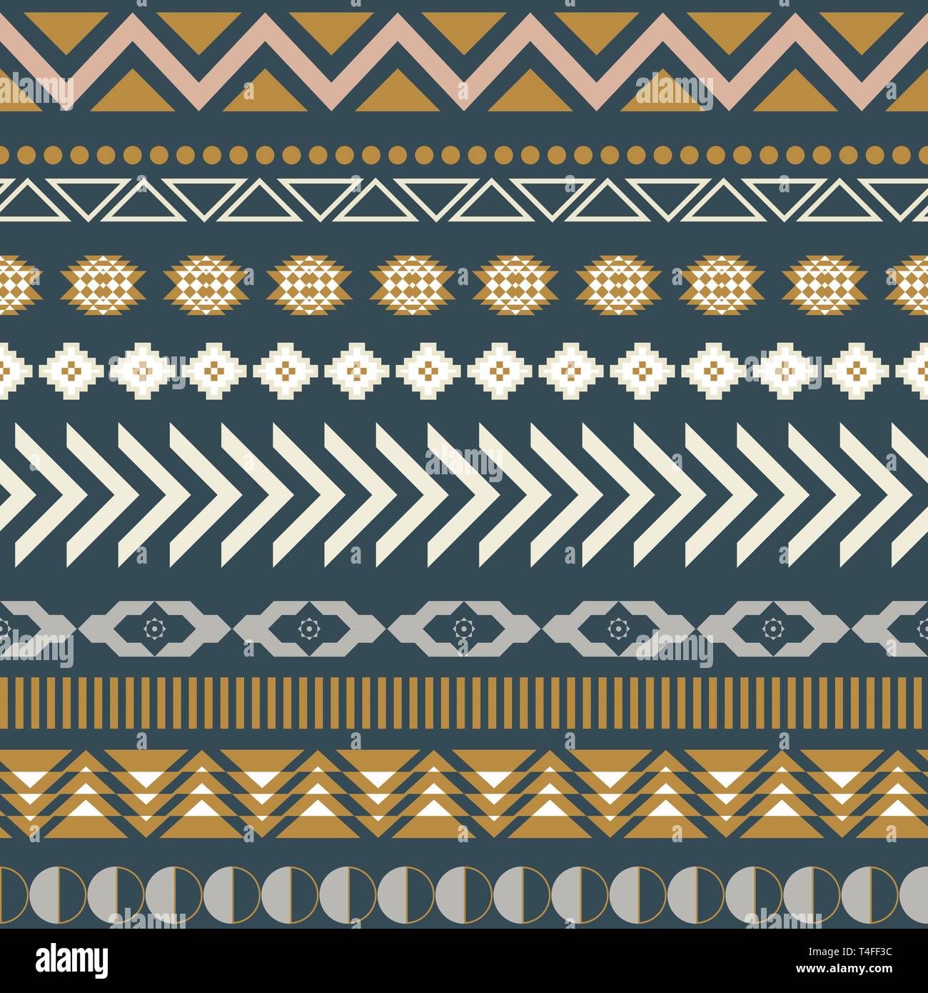 Geometrische aztec Blue nahtlose Muster Textur. Ruhige Farben neutral Vektor ethnischen Hintergrund. Stock Vektor