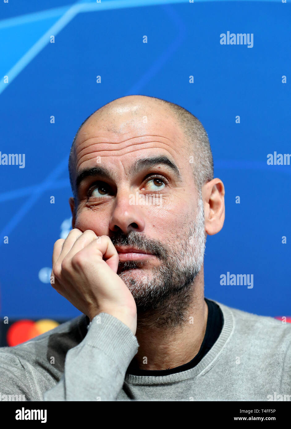 Manchester City Manager Pep Guardiola während der Pressekonferenz in der Stadt Football Academy, Manchester. Stockfoto