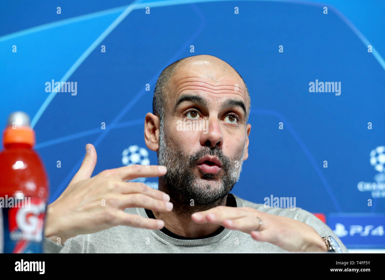Manchester City Manager Pep Guardiola während der Pressekonferenz in der City Football Academy, Manchester. Stockfoto