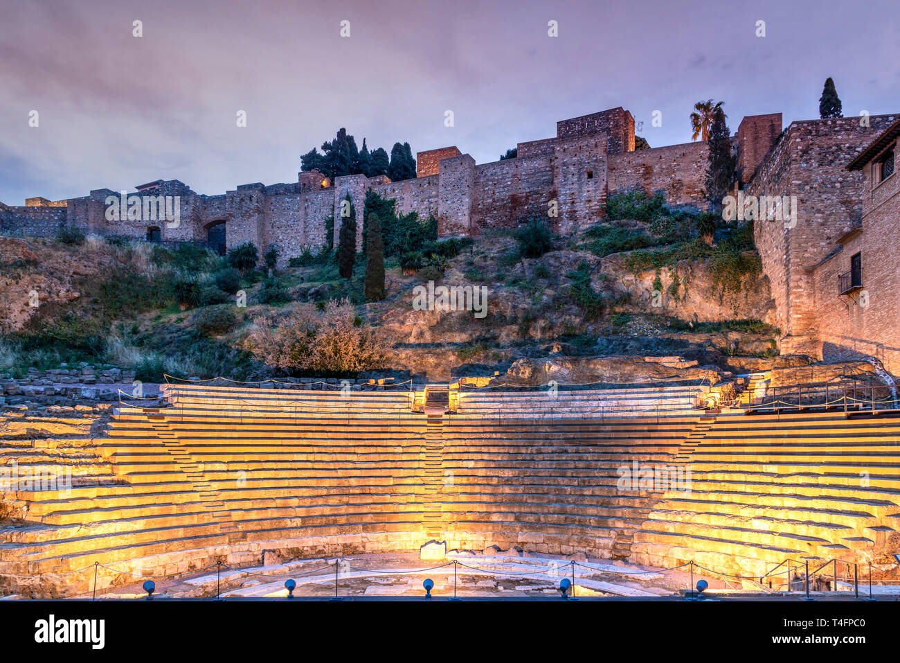 Das Römische Theater und die Festung Alcazaba, Malaga, Andalusien, Spanien Stockfoto