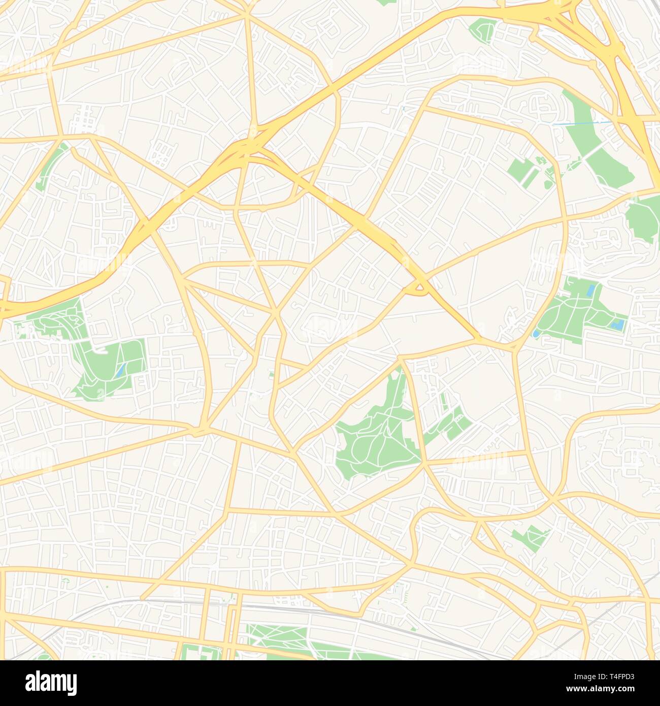Druckbare Karte von Montreuil, Frankreich mit Haupt- und Nebenstraßen und größere Bahnen. Diese Karte ist sorgfältig für Routing und Inverkehrbringen individua konzipiert Stock Vektor