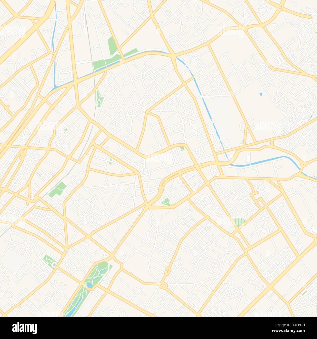 Druckbare Karte von Roubaix, Frankreich mit Haupt- und Nebenstraßen und größere Bahnen. Diese Karte ist sorgfältig für das Routing und die Platzierung von individuell gestalteten Stock Vektor