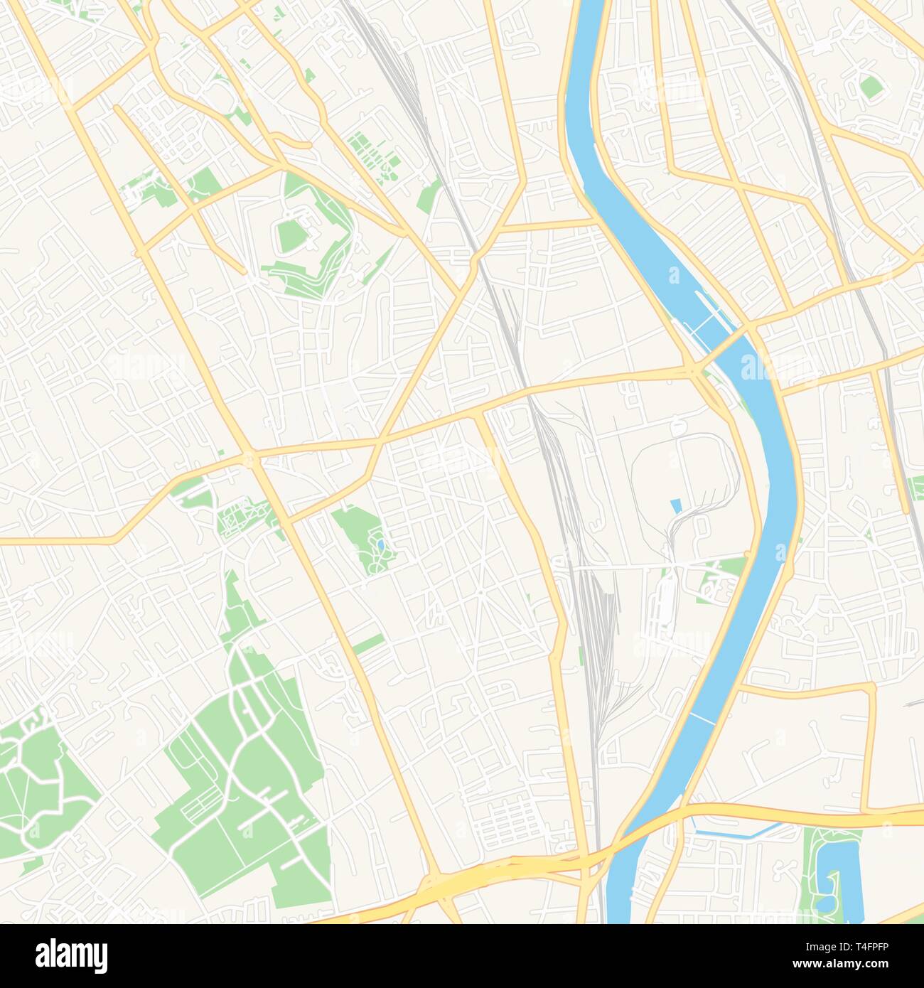 Druckbare Karte von Vitry-sur-Seine, Frankreich mit Haupt- und Nebenstraßen und größere Bahnen. Diese Karte ist sorgfältig für Routing und Inverkehrbringen ind konzipiert Stock Vektor