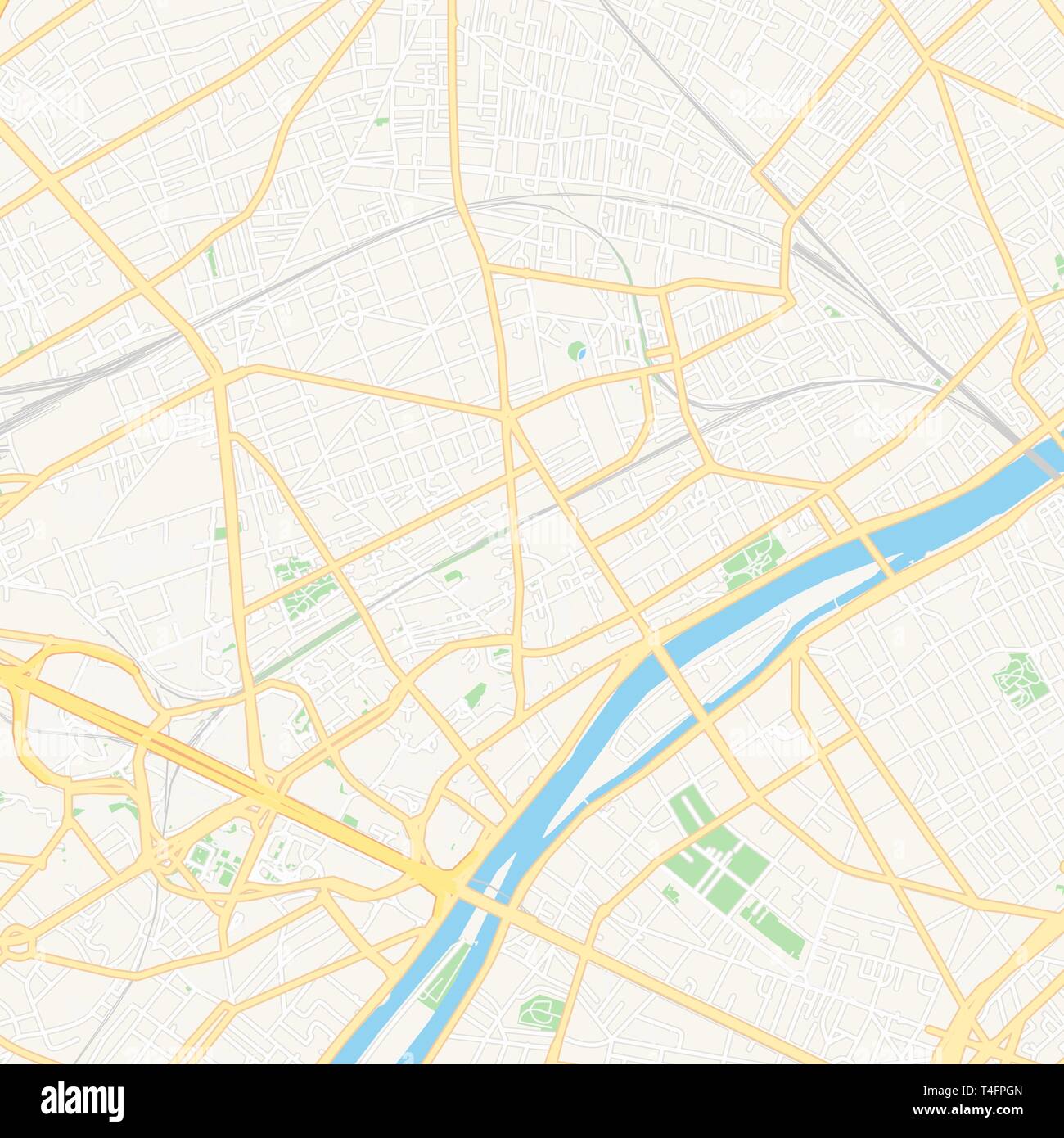 Druckbare Karte von Courbevoie, Frankreich mit Haupt- und Nebenstraßen und größere Bahnen. Diese Karte ist sorgfältig für Routing und Inverkehrbringen Champagnerkelch konzipiert Stock Vektor