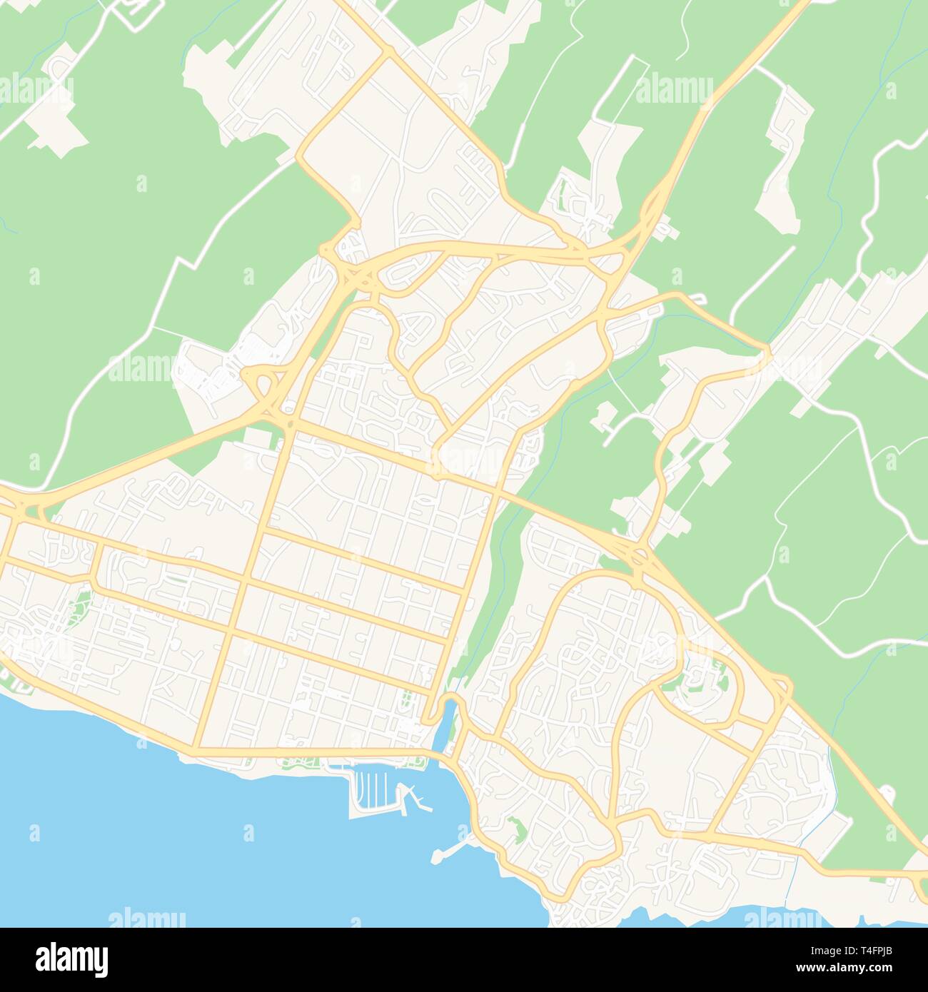 Druckbare Karte von Saint-Pierre, Frankreich mit Haupt- und Nebenstraßen und größere Bahnen. Diese Karte ist sorgfältig für das Routing und die Platzierung individuell konzipiert Stock Vektor