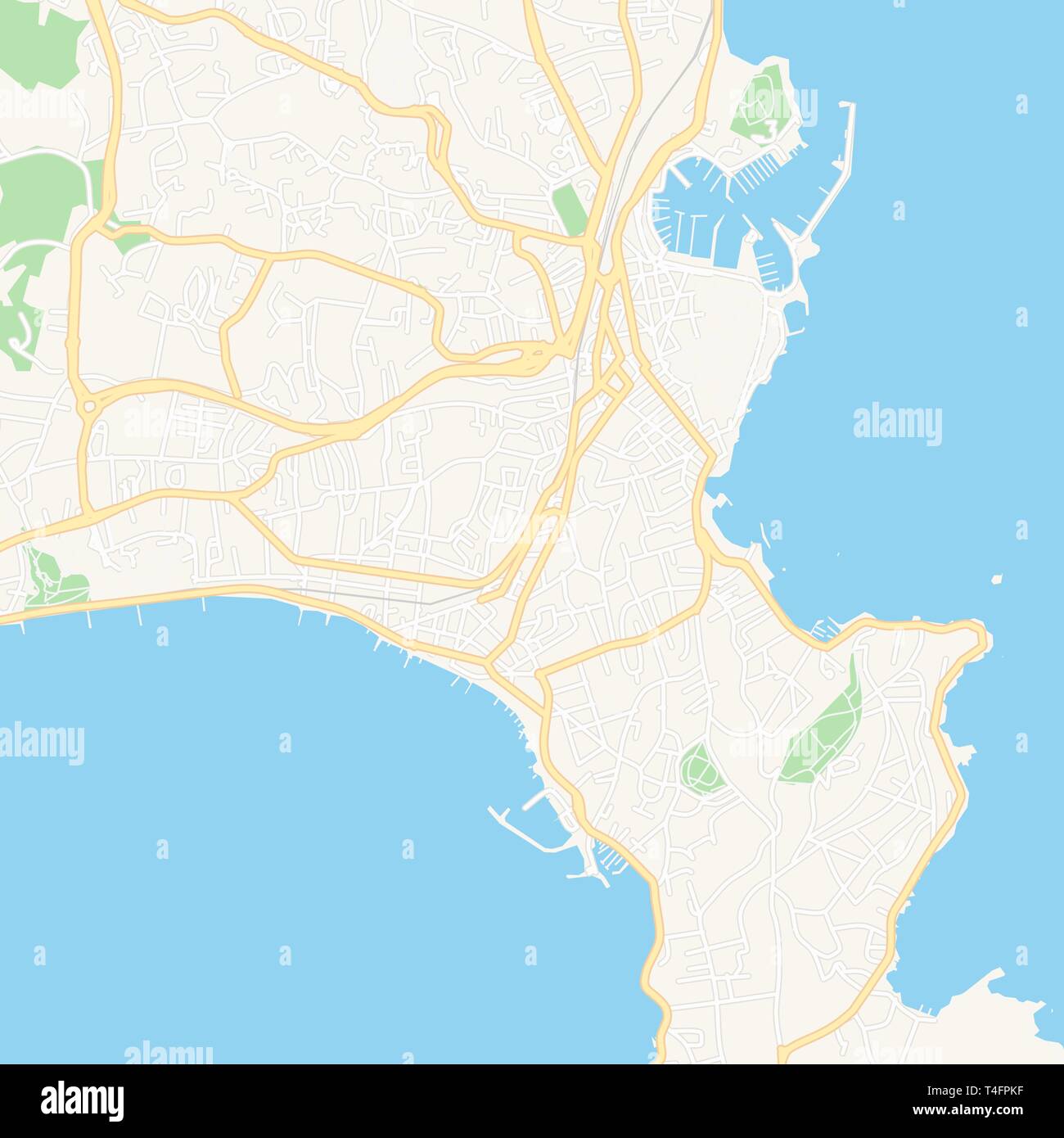 Druckbare Karte von Antibes, Frankreich mit Haupt- und Nebenstraßen und größere Bahnen. Diese Karte ist sorgfältig für das Routing und die Platzierung von individuell gestalteten Stock Vektor