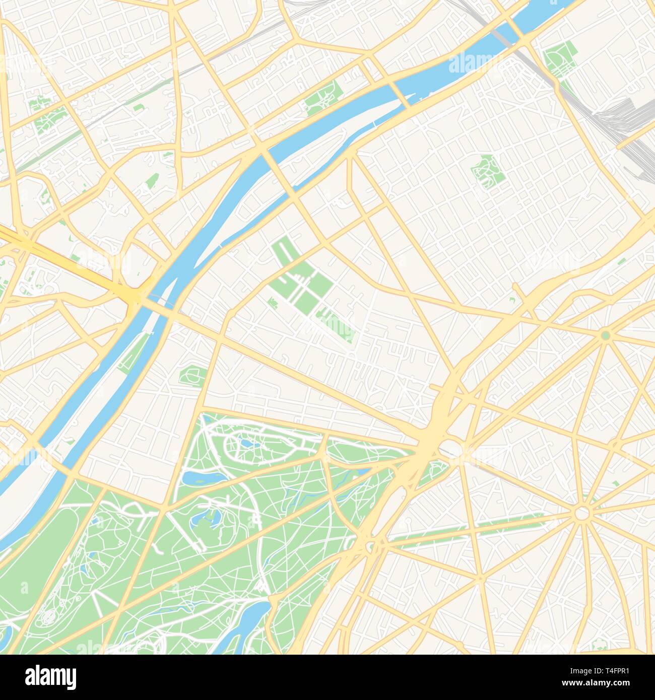 Druckbare Karte von Neuilly-sur-Seine, Frankreich mit Haupt- und Nebenstraßen und größere Bahnen. Diese Karte ist für Routing und indem ich Stock Vektor