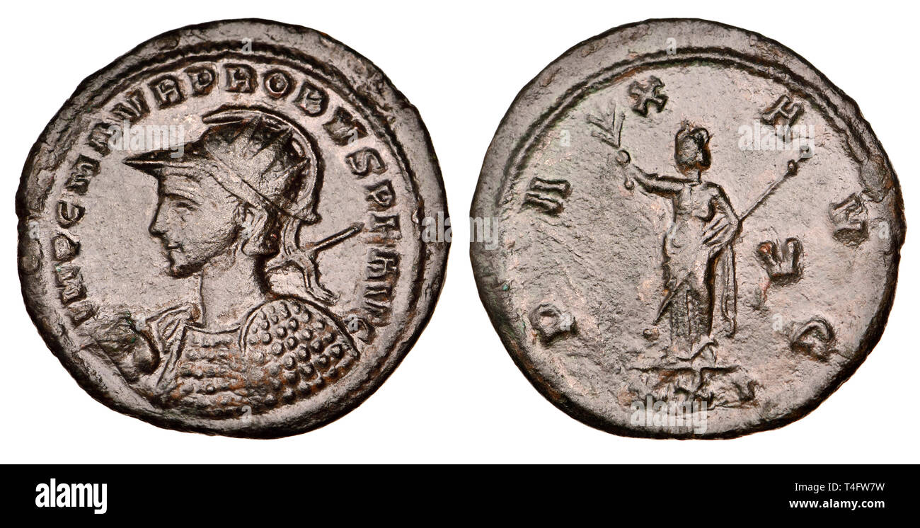 Roman Bronze Medaille. Probus Antoninian (AD 276-282) Rückwärts: Pax Stockfoto