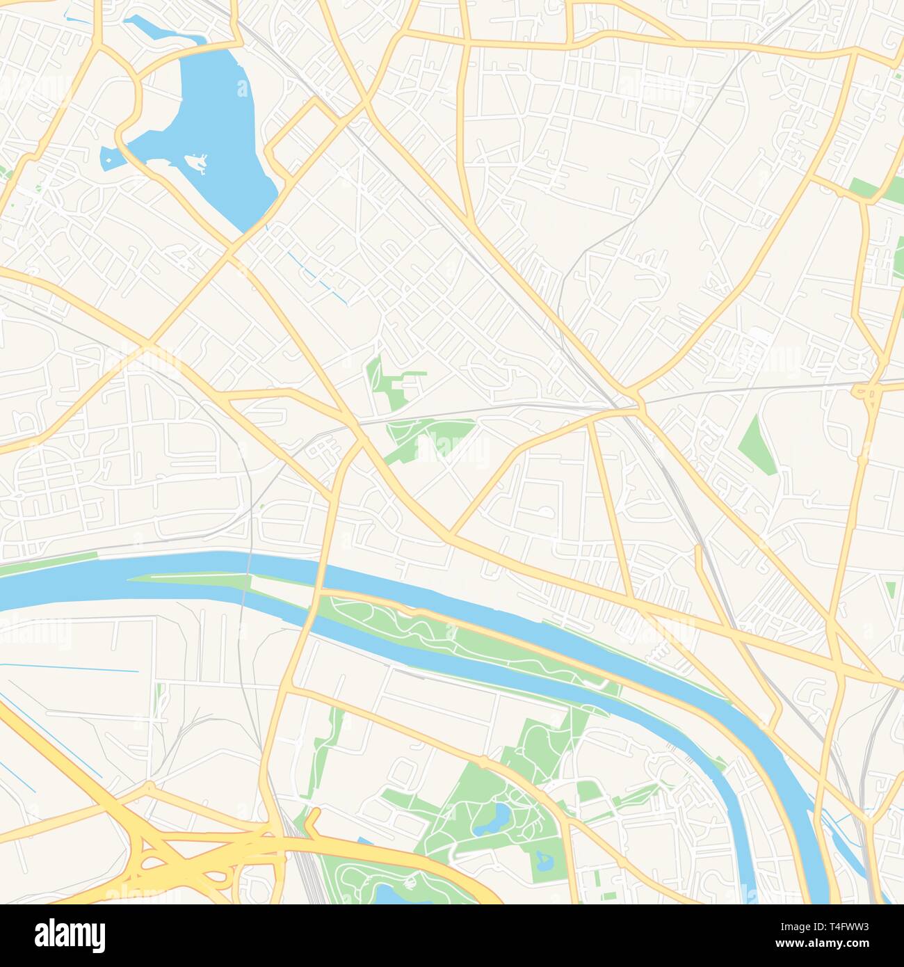 Druckbare Karte von Epinay-sur-Seine, Frankreich mit Haupt- und Nebenstraßen und größere Bahnen. Diese Karte ist sorgfältig für das Routing und die Überführung in konzipiert Stock Vektor