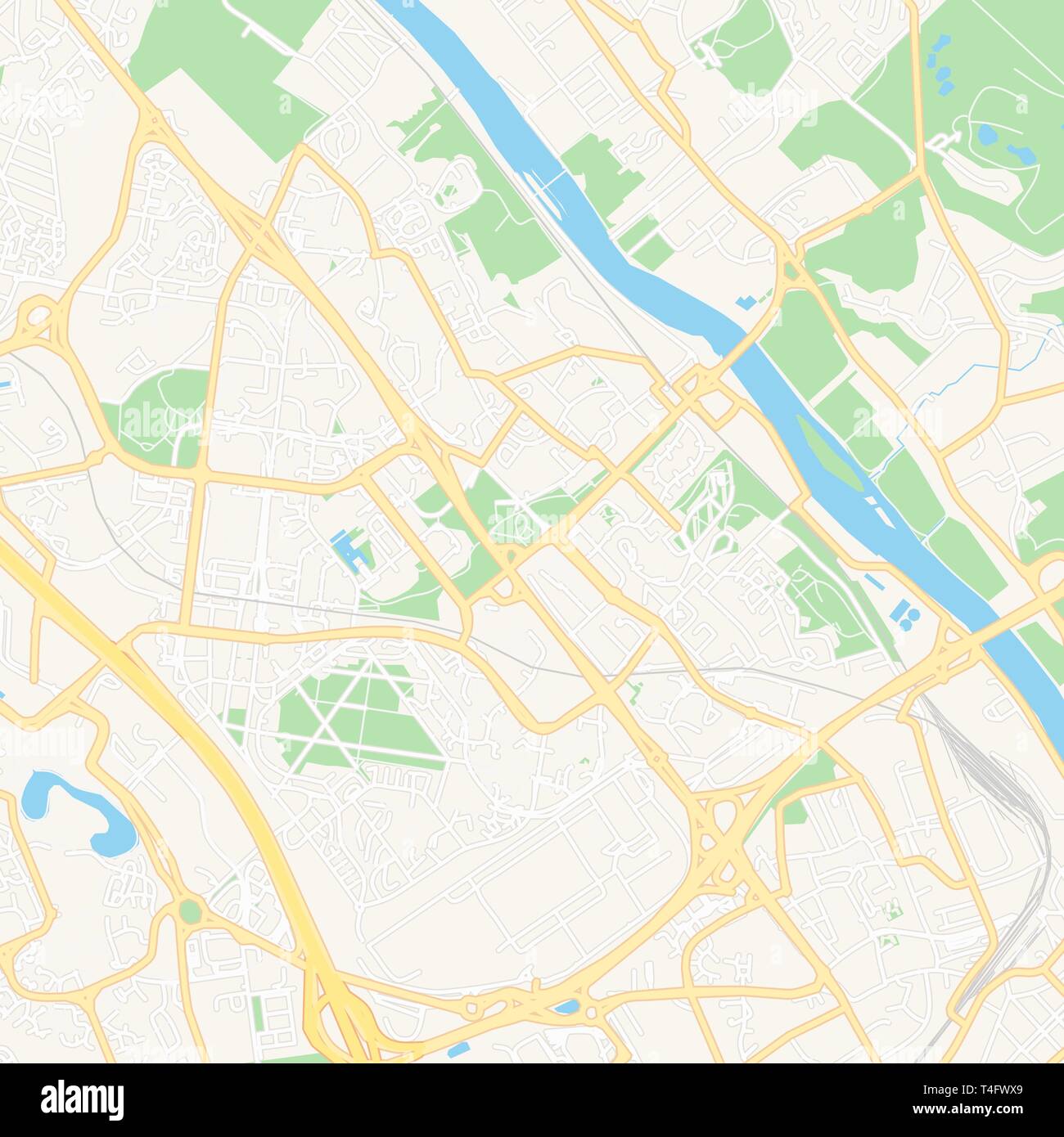 Druckbare Karte von Evry, Frankreich mit Haupt- und Nebenstraßen und größere Bahnen. Diese Karte ist sorgfältig für das Routing und die Platzierung von einzelnen dat konzipiert Stock Vektor