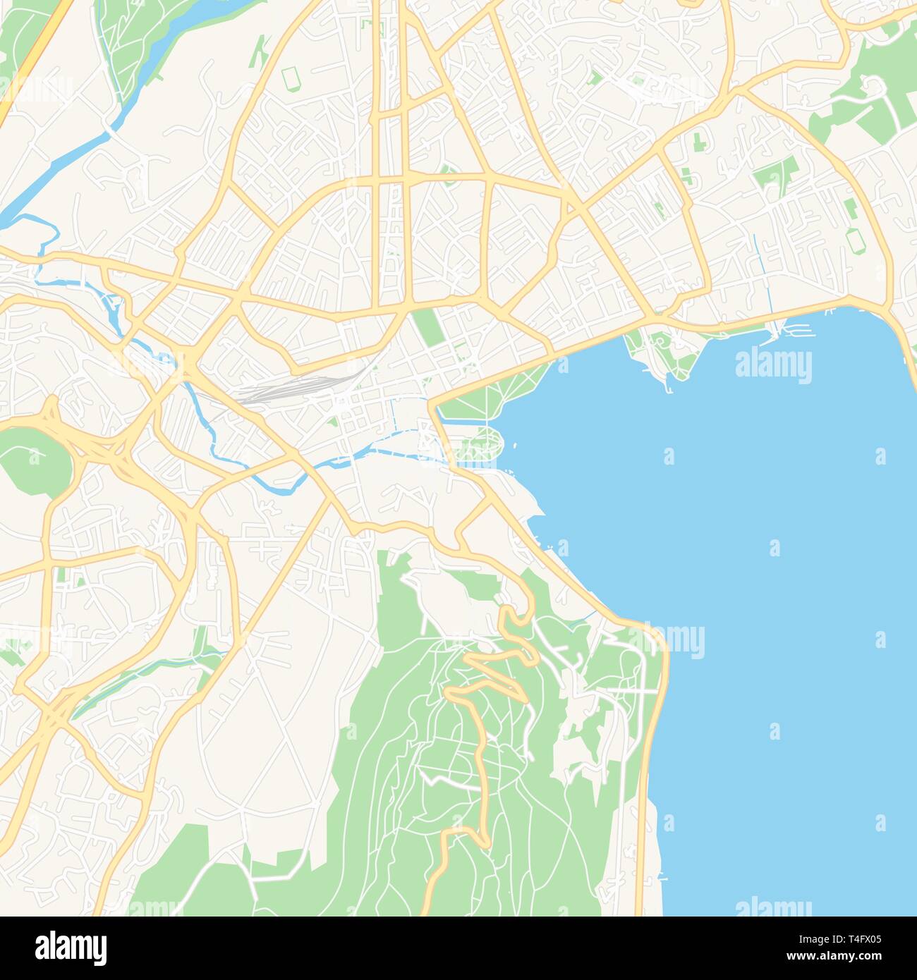 Druckbare Karte von Annecy, Frankreich mit Haupt- und Nebenstraßen und größere Bahnen. Diese Karte ist sorgfältig für das Routing und die Platzierung von einzelnen d ausgelegt Stock Vektor