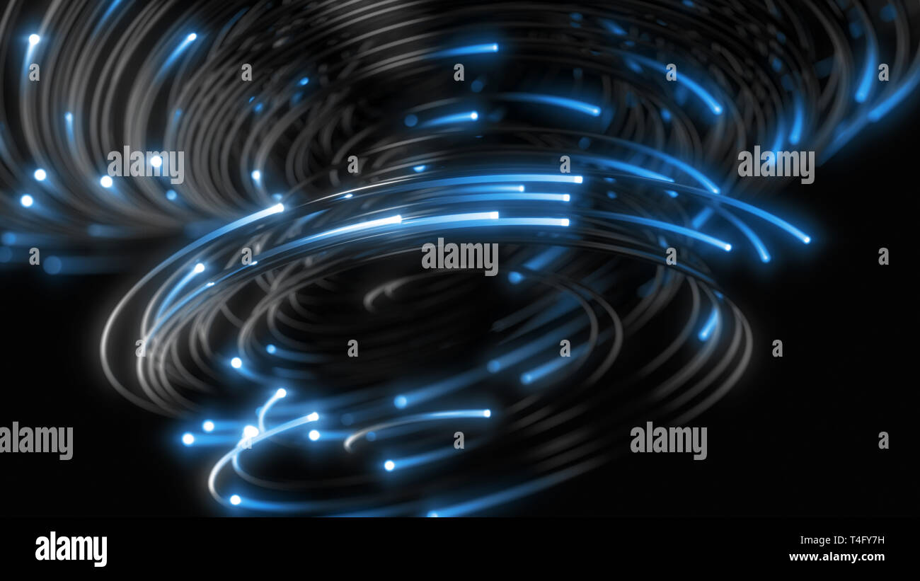 Schwarz Strings mit glühenden Köpfen. 3D-Darstellung Stockfoto