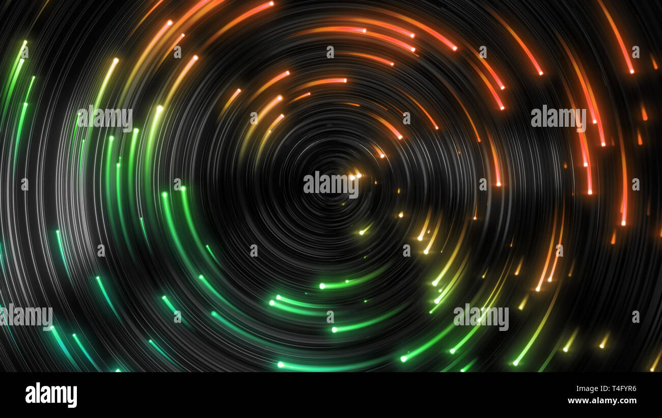 Schwarz Strings mit glühenden Köpfen. 3D-Darstellung Stockfoto