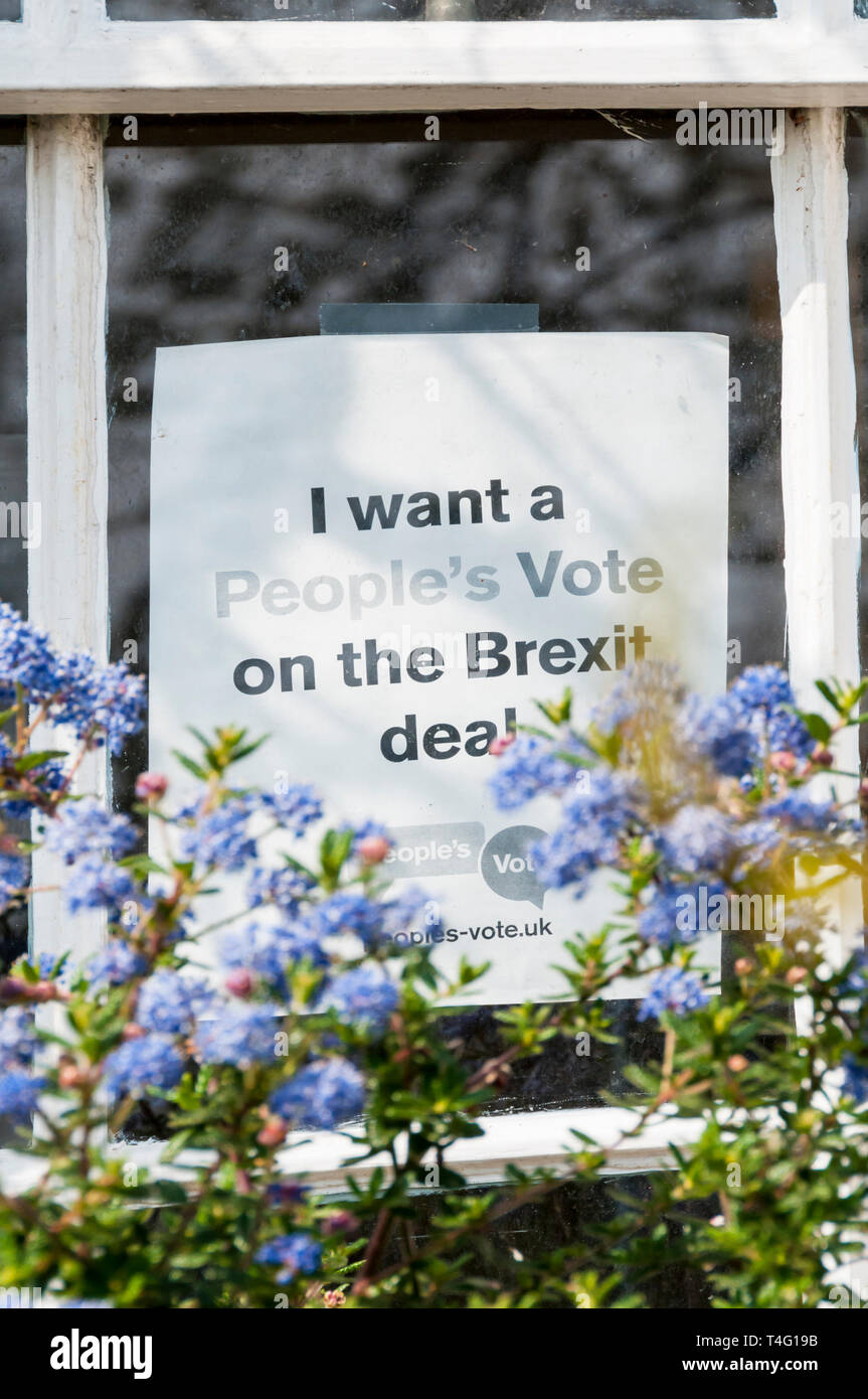 Ein Zeichen in einem Haus Fenster liest ich ein Volk der Abstimmung über die Brexit beschäftigen möchten. Stockfoto