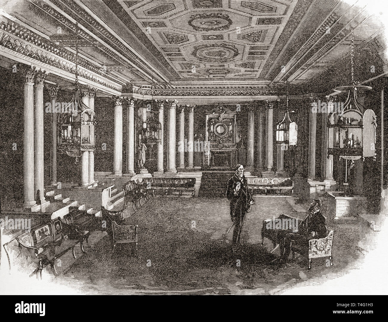 Die Säule Zimmer, Buckingham Palace, London, England, hier im 19. Jahrhundert. London Residenz und Verwaltungssitz der Monarch des Vereinigten Königreichs. Von London Bilder, veröffentlicht 1890 Stockfoto