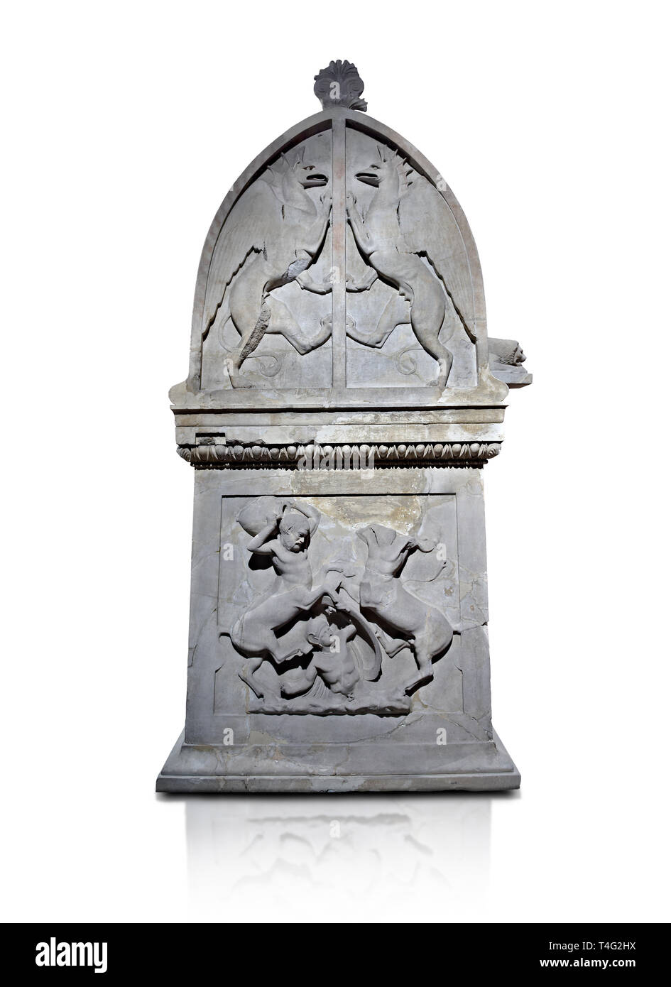 Paros Marmor lykischen Sarkophag aus dem Ende des 5 Cent. V. Chr. von der königlichen Nekropole von Sidon (Libanon), Kammer Nr. IV. Istanbul Archaeologica Stockfoto