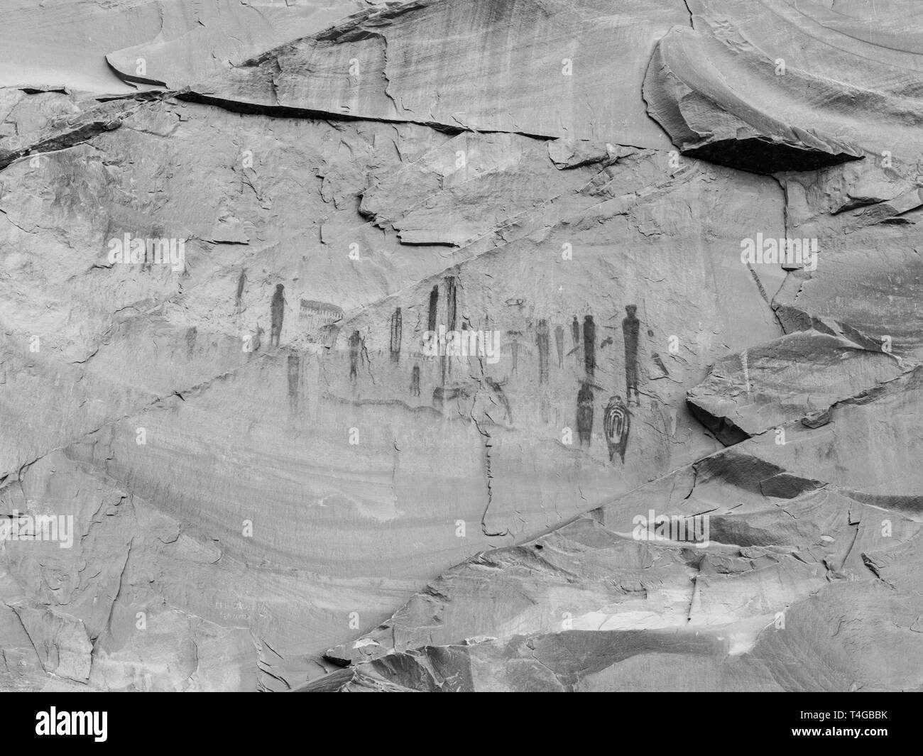 Bild des alten Piktogramme von Native Americans erstellt; Horseshoe Canyon, Canyonlands National Park, Emery County, Utah, USA. Stockfoto