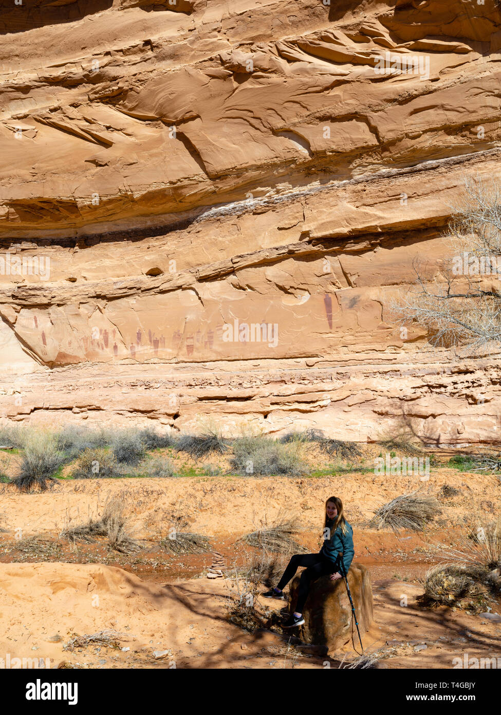 Bild des alten Piktogramme von Native Americans erstellt; Horseshoe Canyon, Canyonlands National Park, Emery County, Utah, USA. Stockfoto