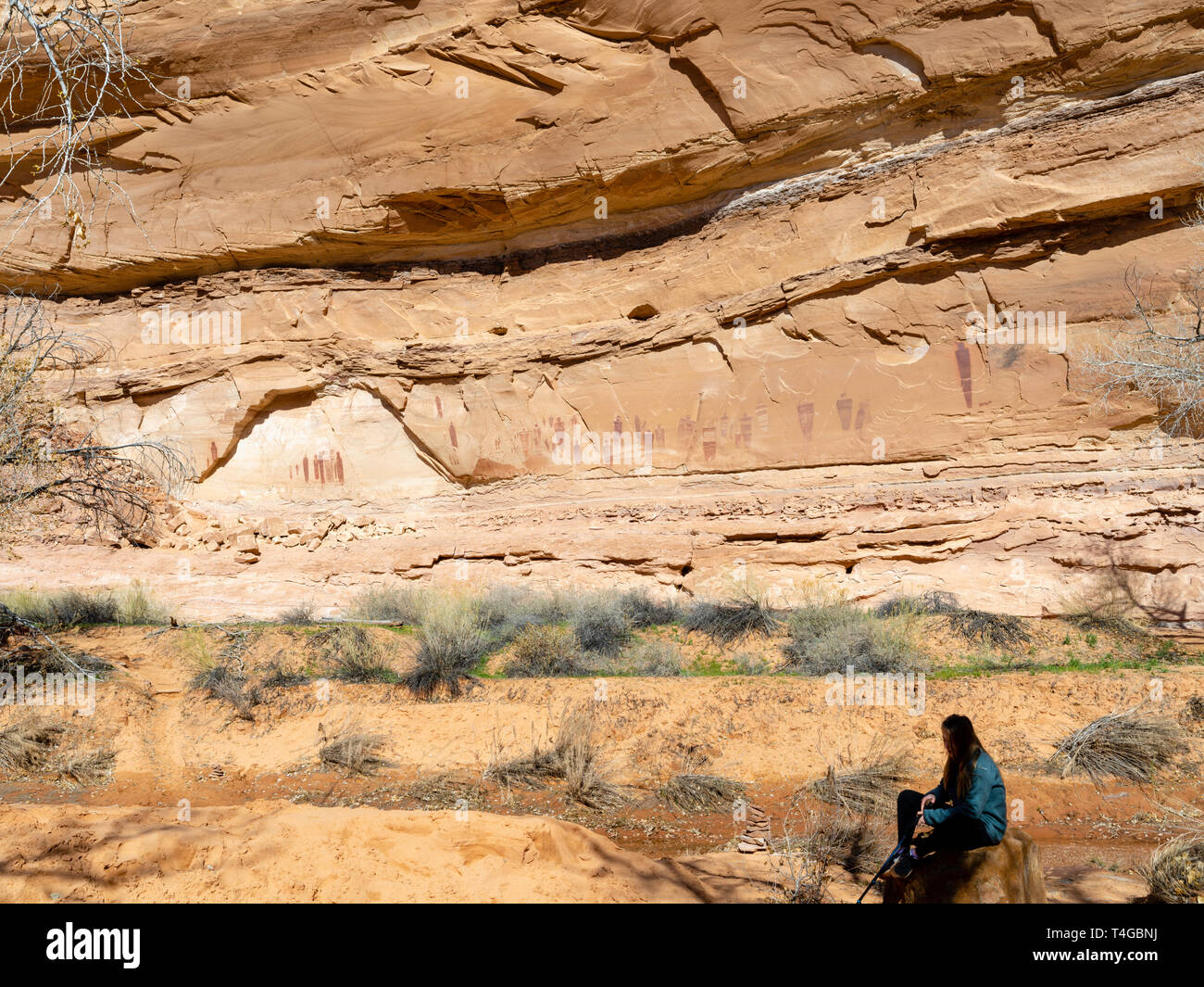 Bild des alten Piktogramme von Native Americans erstellt; Horseshoe Canyon, Canyonlands National Park, Emery County, Utah, USA. Stockfoto