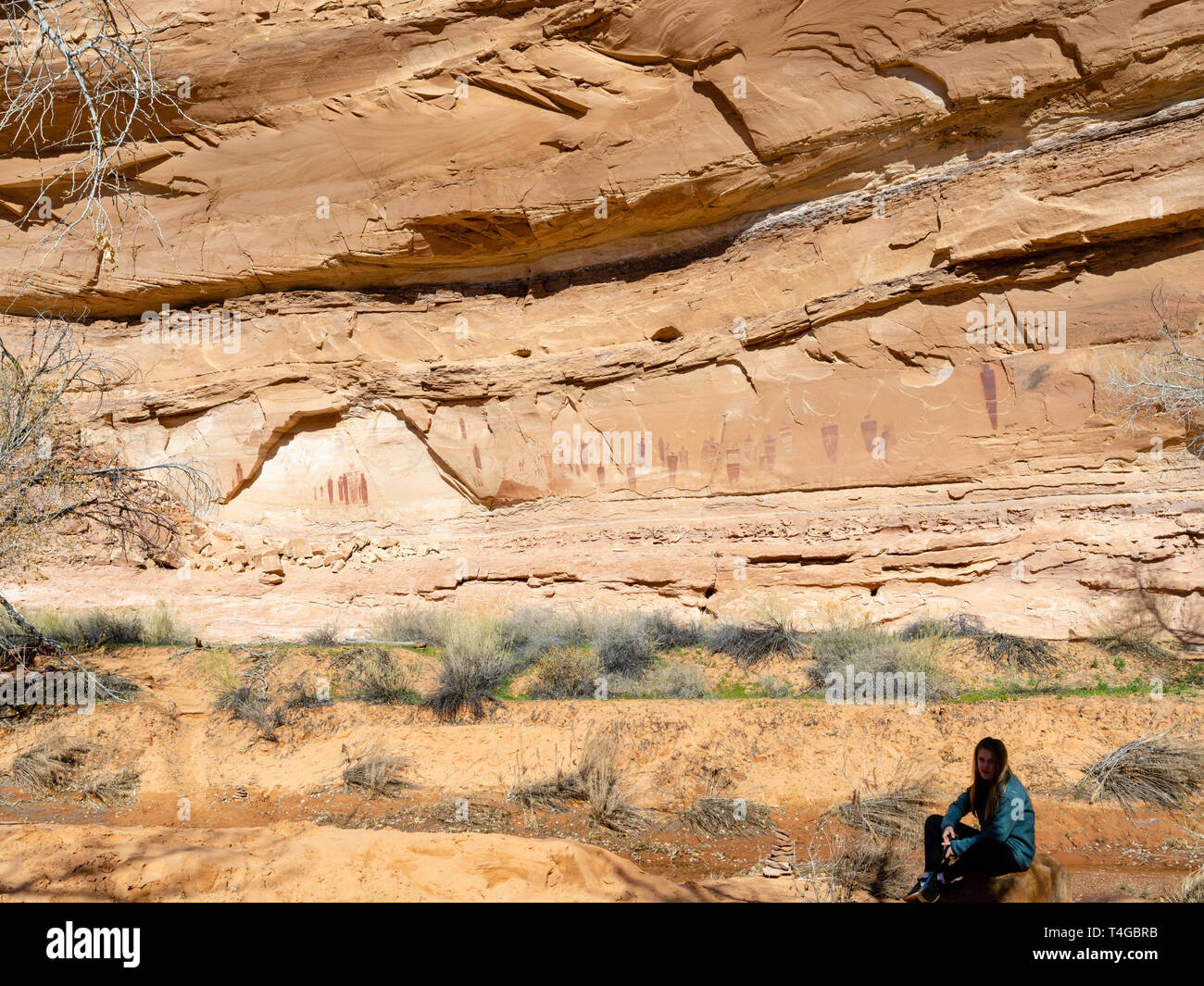 Bild des alten Piktogramme von Native Americans erstellt; Horseshoe Canyon, Canyonlands National Park, Emery County, Utah, USA. Stockfoto