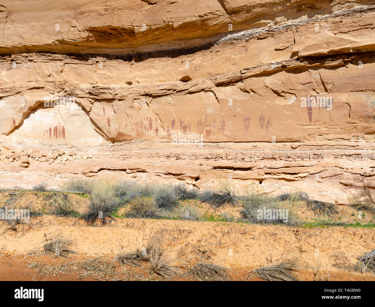 Bild des alten Piktogramme von Native Americans erstellt; Horseshoe Canyon, Canyonlands National Park, Emery County, Utah, USA. Stockfoto