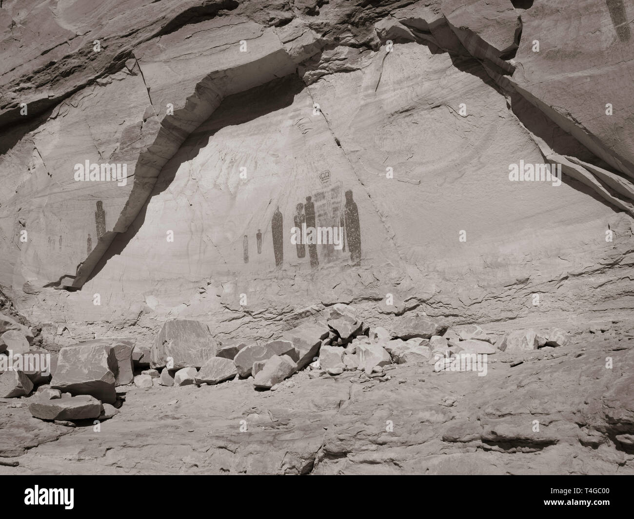 Bild des alten Piktogramme von Native Americans erstellt; Horseshoe Canyon, Canyonlands National Park, Emery County, Utah, USA. Stockfoto