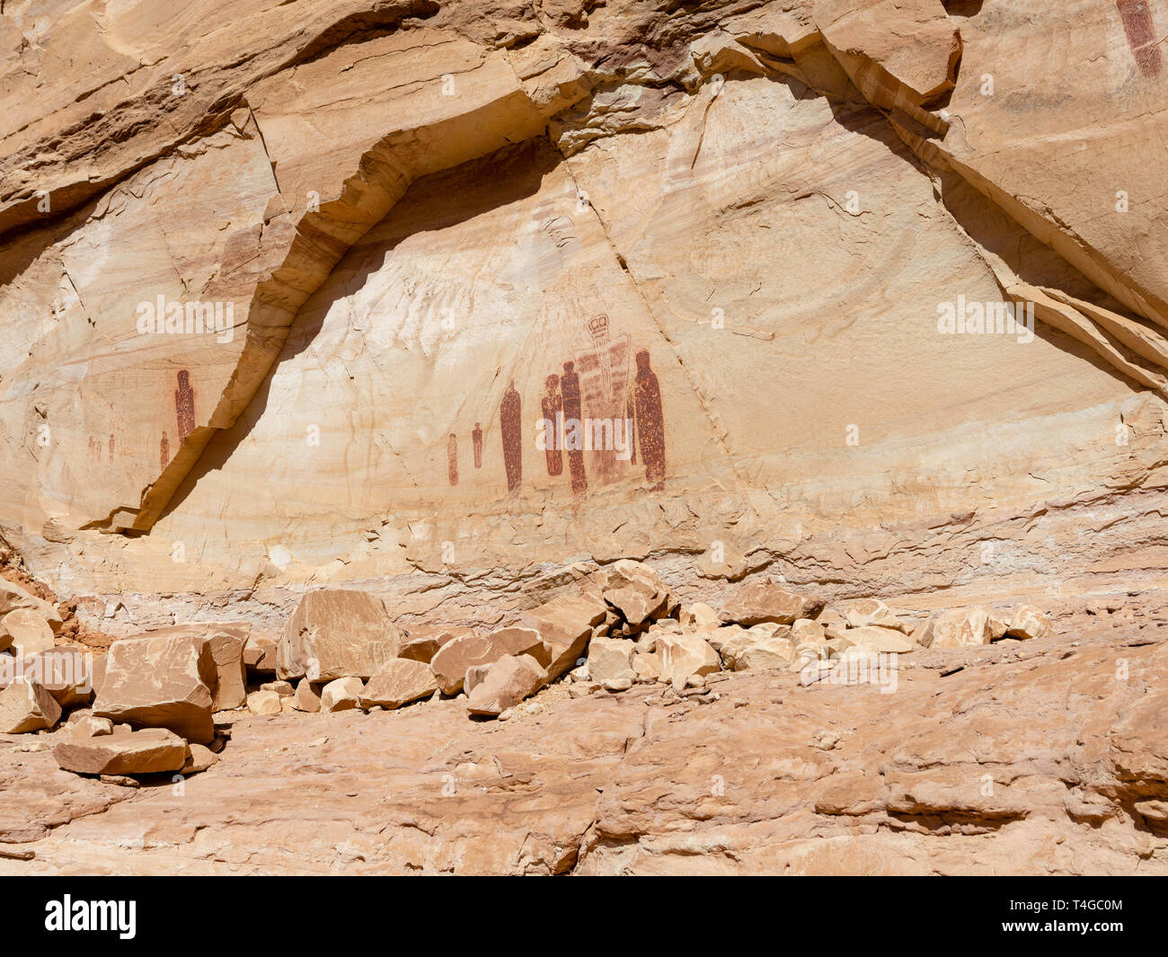 Bild des alten Piktogramme von Native Americans erstellt; Horseshoe Canyon, Canyonlands National Park, Emery County, Utah, USA. Stockfoto