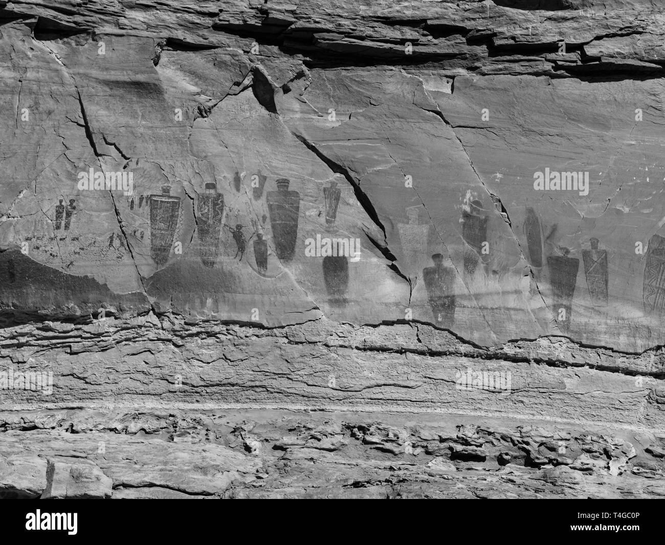 Bild des alten Piktogramme von Native Americans erstellt; Horseshoe Canyon, Canyonlands National Park, Emery County, Utah, USA. Stockfoto