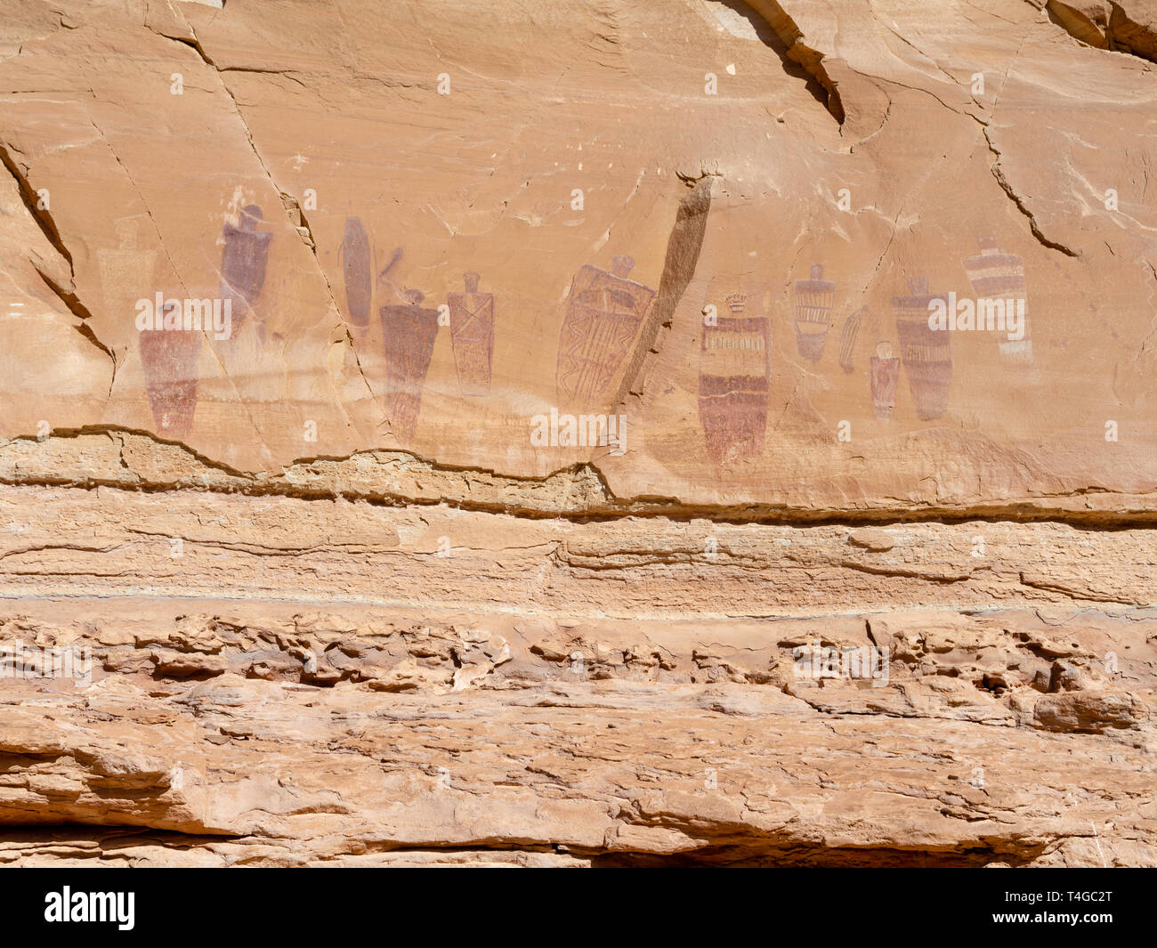 Bild des alten Piktogramme von Native Americans erstellt; Horseshoe Canyon, Canyonlands National Park, Emery County, Utah, USA. Stockfoto